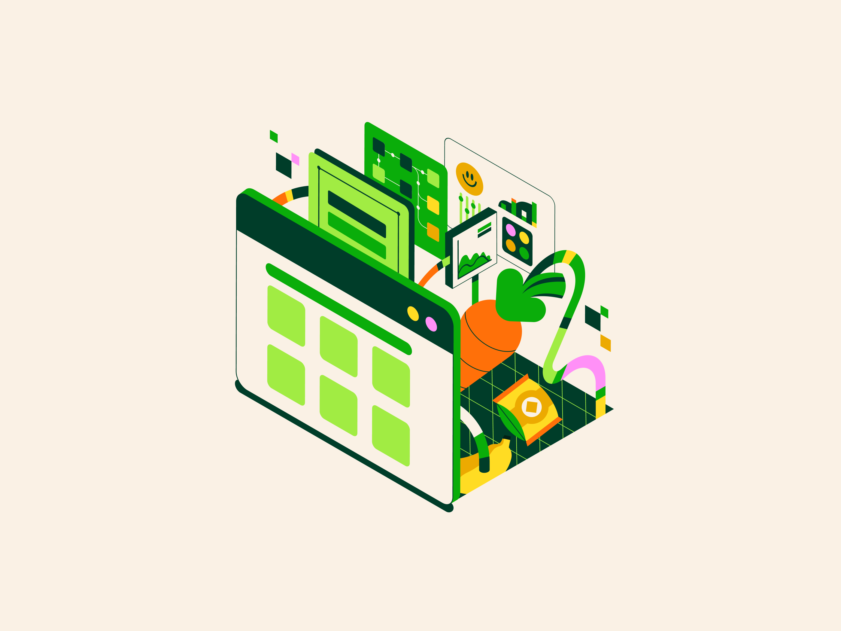 Instacart Developer Platform data flat illustration software ui