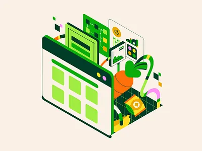 Instacart Developer Platform data flat illustration software ui
