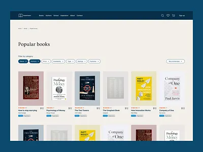 Shop page - E-commerce author book shop branding buying design design exploration e commerce page figma filter genre price product design product type publisher ratings selling ui ui design ux ux design