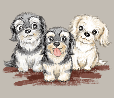Three puppies animal character dog illustration pet puppy