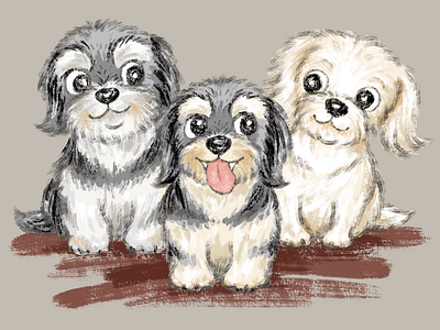 Three puppies animal character dog illustration pet puppy