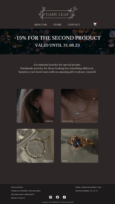 Dark Leaf - Store Page design jewelry jewelrystorepage storepage ui ux web