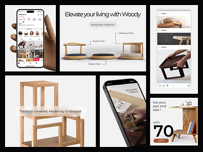 Woody - Digital Impementation brand brand design brand guideline branding branding concept colors furniture graphic design interior logo logo design logo inspiration logo mark luxury mockup modern logo pattern product design social media typography