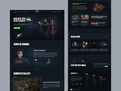 Dead by Daylight - gaming landing page redesign concept design crypto website dark dead by daylight design mockup figma game design game interface games gaming character gaming footer gaming landing page horror mobile game nft website responsive design uiux design user experience design user interface design website redesign
