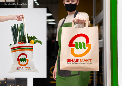 Shae Mart Logo branding design graphic design groceries logo mockup movagraphics paper bag