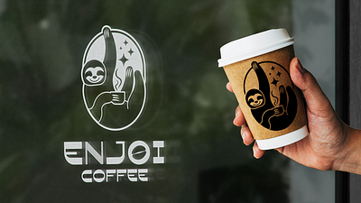 Enjoi Coffee Logo branding cafe design enjoi coffee graphic design logo mockup movagraphics sloth