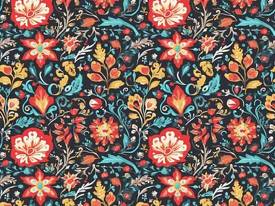 Gouache Bliss Pattern ai art design folk gouache moregraphics pattern