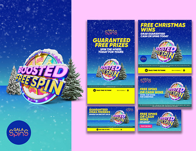 Gala Spins Boosted Free Spin winter promo branding design graphic design photo manipulation