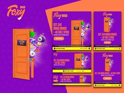 Foxy Bingo Affiliate Banner set branding concepting design graphic design photo manipulation