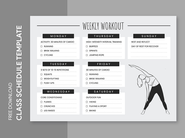 Workout Schedule Free Google Docs Template by Free Google Docs