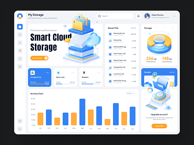 EtherC - Cloud Storage Dashboard 3d chart clean cloud cloude storage dashboard data design file illustration isometric manage minimalist modern product saas ui ux web design website