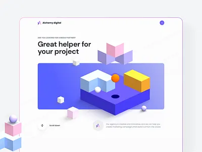 Alchemy Digital agency Landing page 3d agency bento design design agency digital agency graphic design illustration landing landing page shape ui ux web website