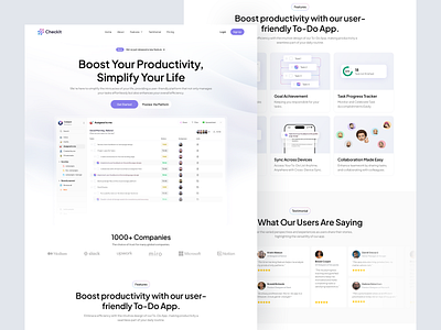 Checkit - Saas Landing Page board clean dashboard interface landing landing page minimalist odama product design productivity saas saas landing page to do to do list ui ui design ux web application web design website