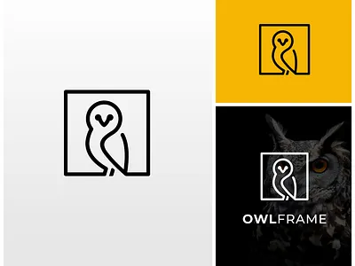 Owl Frame Simple Logo art bird branding design frame graphic design illustration line logo logo design logos minimal minimalist modern owl shape sign simple square unique