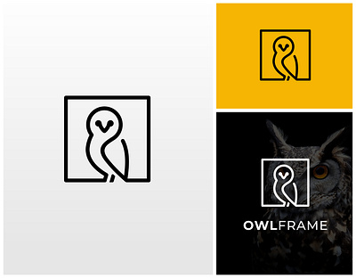 Owl Frame Simple Logo art bird branding design frame graphic design illustration line logo logo design logos minimal minimalist modern owl shape sign simple square unique