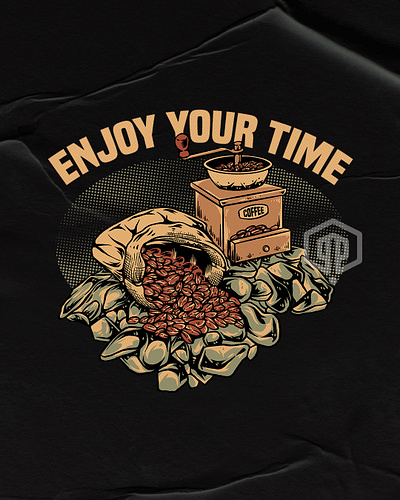 ENJOY YOUR TIME artwork branding coffee commissionwork design graphic design illustration illustrator outdoorapparel tshirtdesign