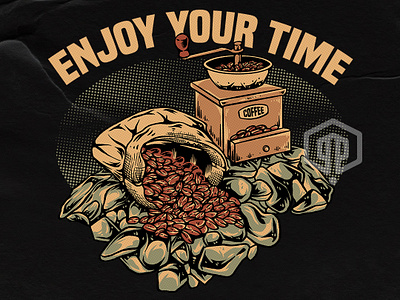 ENJOY YOUR TIME artwork branding coffee commissionwork design graphic design illustration illustrator outdoorapparel tshirtdesign