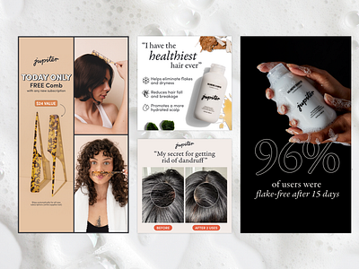 Jupiter | Paid Social Creatives beauty branding design digital graphic design hair health product shampoo statistic ui wellness
