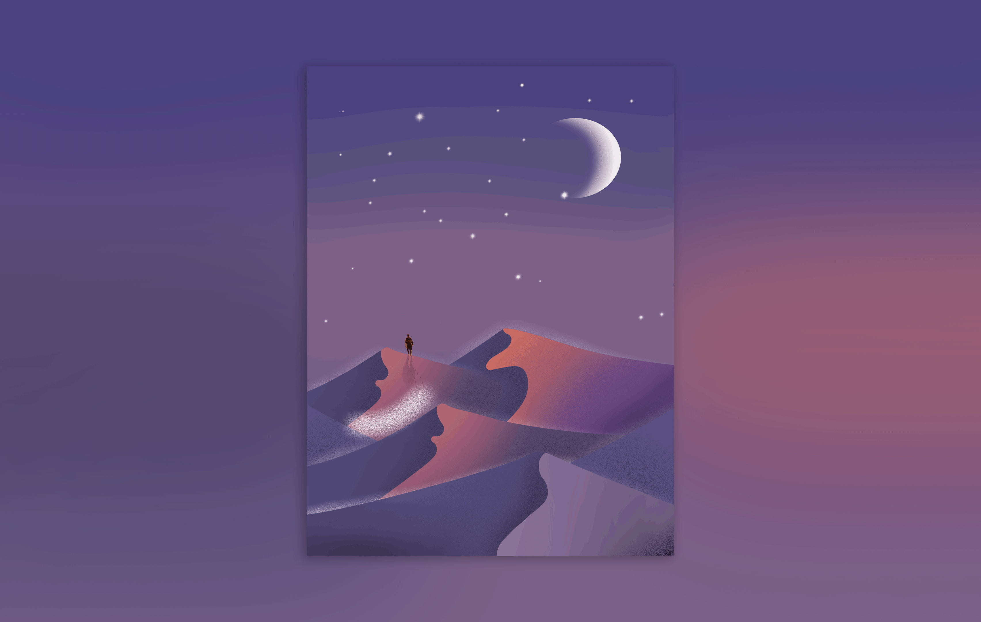 Desert creativepeddler desert digital art dribbble gif graphic design illustration minimal night sand dunes vector video