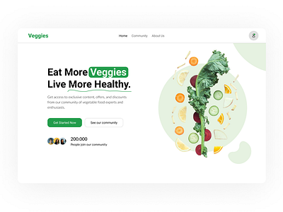 #DailyUI Challenge #003 - Landing Page dailyui healthyfood landing page ui vegetable