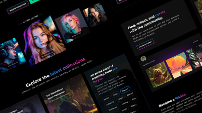 Teaser for a new client project 🤫 cards community dark futuristic gallery gaming gradient marketplace neon nft synthwave vaporwave