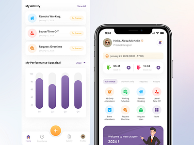 HR Management - Employee Super App app attendance company design employee homepage hr human resources ios mobile mobile application mobile apps ui ui design uiux uiux design ux ux design