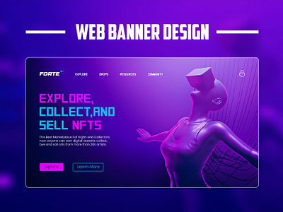 Web banner Design । Landing page design। Nft banner banner design design graphic design landing page design nft nft ads nft banner nft website design ui web banner web heder website banner website slider