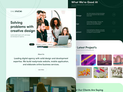 Sync Studio - Landing page for Creative Agency 2024 agency creative creative studio desktop digital agency figma figma community landing page marketing agency sync web