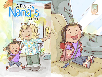 A Day at Nana's book cartoon children book cover design design drawing illustration watercolor