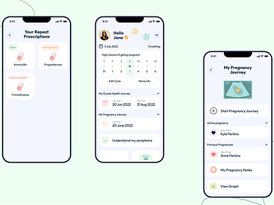 Gynae Worx - Pregnancy Tracker App Design app branding illustration medical minimal period tracker pregancy ui ux