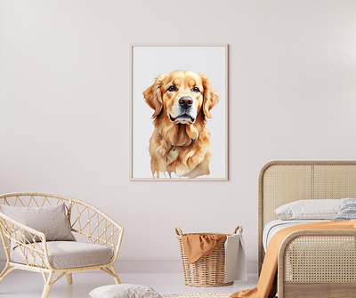 Watercolor painting of cute golden retriever as a child ai generated image animation branding design digital design digital print golden retriever goldenretriever graphic design illustration paintingdetail ui water color watercolorart