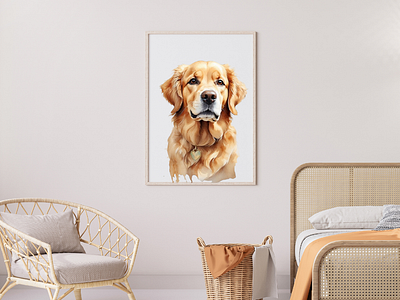 Watercolor painting of cute golden retriever as a child ai generated image animation branding design digital design digital print golden retriever goldenretriever graphic design illustration paintingdetail ui water color watercolorart