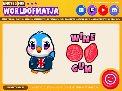 🐧Chibi Blue Penguin Emotes🐧 animation artwork bird concept art custom design digital art discord emotes facebook emotes graphic design gum illustration loyalty badges meat open commission original character penguin streamer twitch twitch emotes youtube emotes