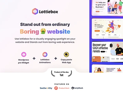 Lottiebox website and web app 🚀 3d animation app design gif illustration json lottie neel prakhar product sharma startup transition ui ux video web website wordpress