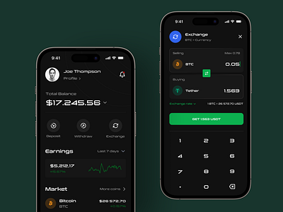 Crypto Wallet App 3d animation bitcoin branding crypto cryptowallet darkmode dashboard exchange finance graphic design logo modern motion graphics p2p transations ui usdt user wallet