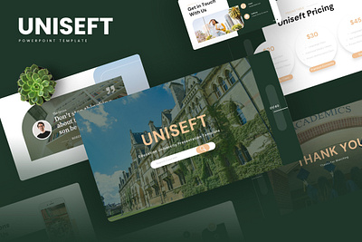 Uniseft PowerPoint Template business cream education green gsl key modern ppt pptx presentation template ui uniseft university