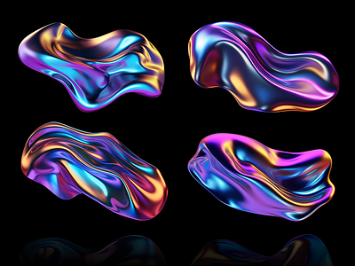 Holographic liquid metal shapes 2024 2024 3d abstract bold chrome colorful form generative holographic iridescent liquid melted melty metal metallic rainbow rendering shapes wavy