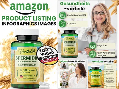 Amazon Listing Infographics || SPERMIDIN KAPSELN a content adobe illustrator adobe photoshop amazon amazon listing amazon listing images ebc graphic design infographics listing listing design listing images