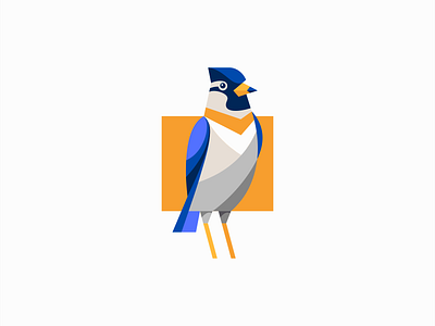 Geometric Bird Logo animal bird blue jay branding colors design emblem finch geometric icon identity illustration logo mark modern nature sports symbol tech vector