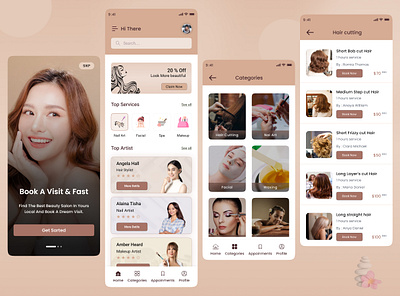 Beauty Service App UI app app design beauty branding graphic design mobile mobile ui parlour ui
