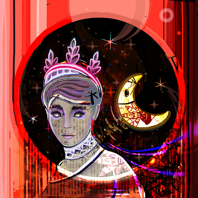 Moon Priestess character digital art graphic design illustration
