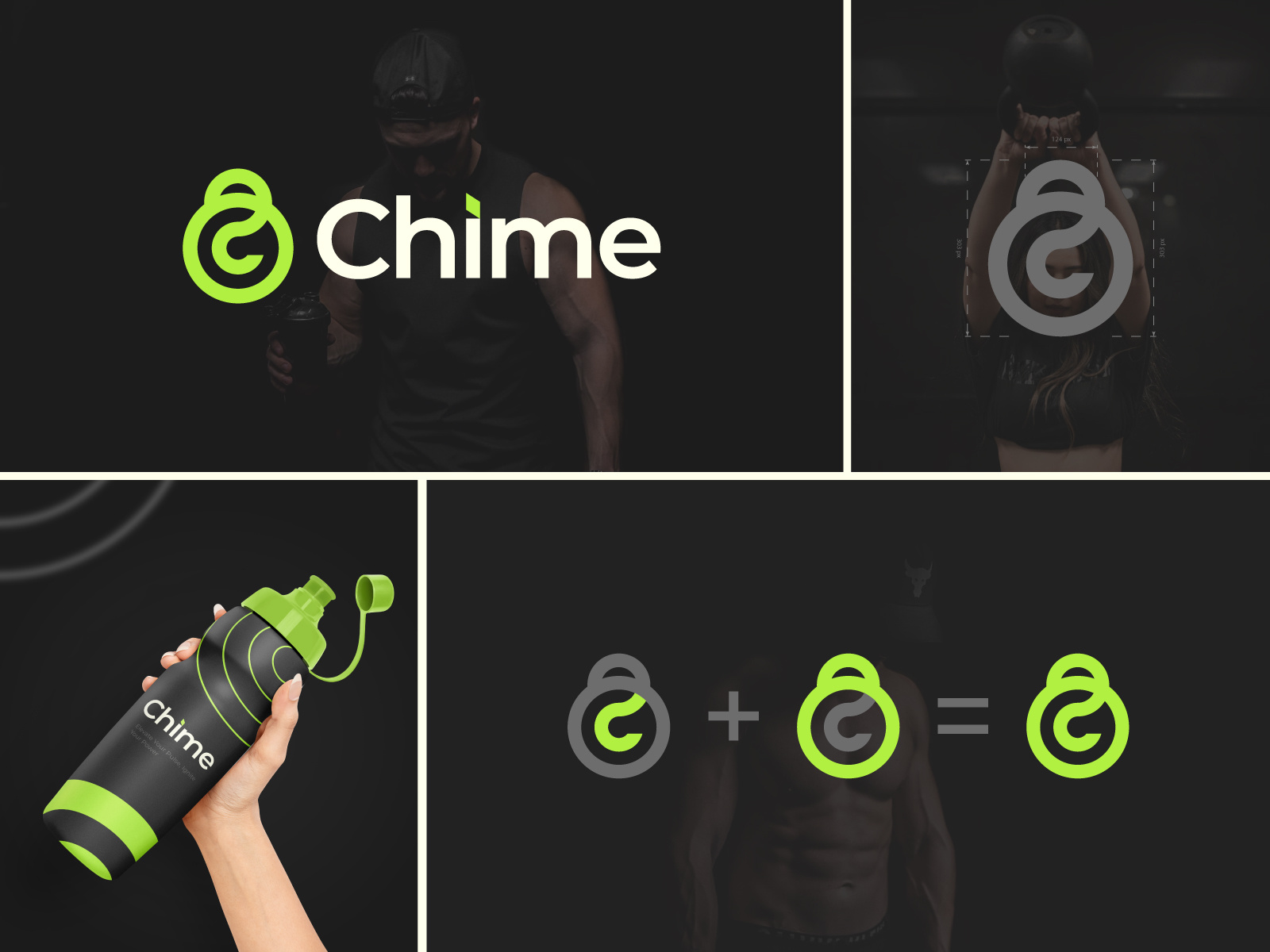 Chime - Brand identity for the Gym Center brand strategy branding chime logo clothing brand logo clothing logo corporate identity creative gym logo design fitness logo graphic design gym logo design health and fitness logo logo and brand identity logo design logo maker minimalist logo personal trainer saykatgraphics sports logo ui