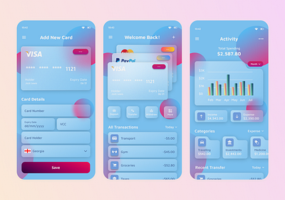 Banking app with Dark mode 💙 🖤 app branding design graphic design illustration ui ux vector