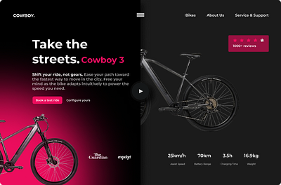 e-Bike Landing Page graphic design ui