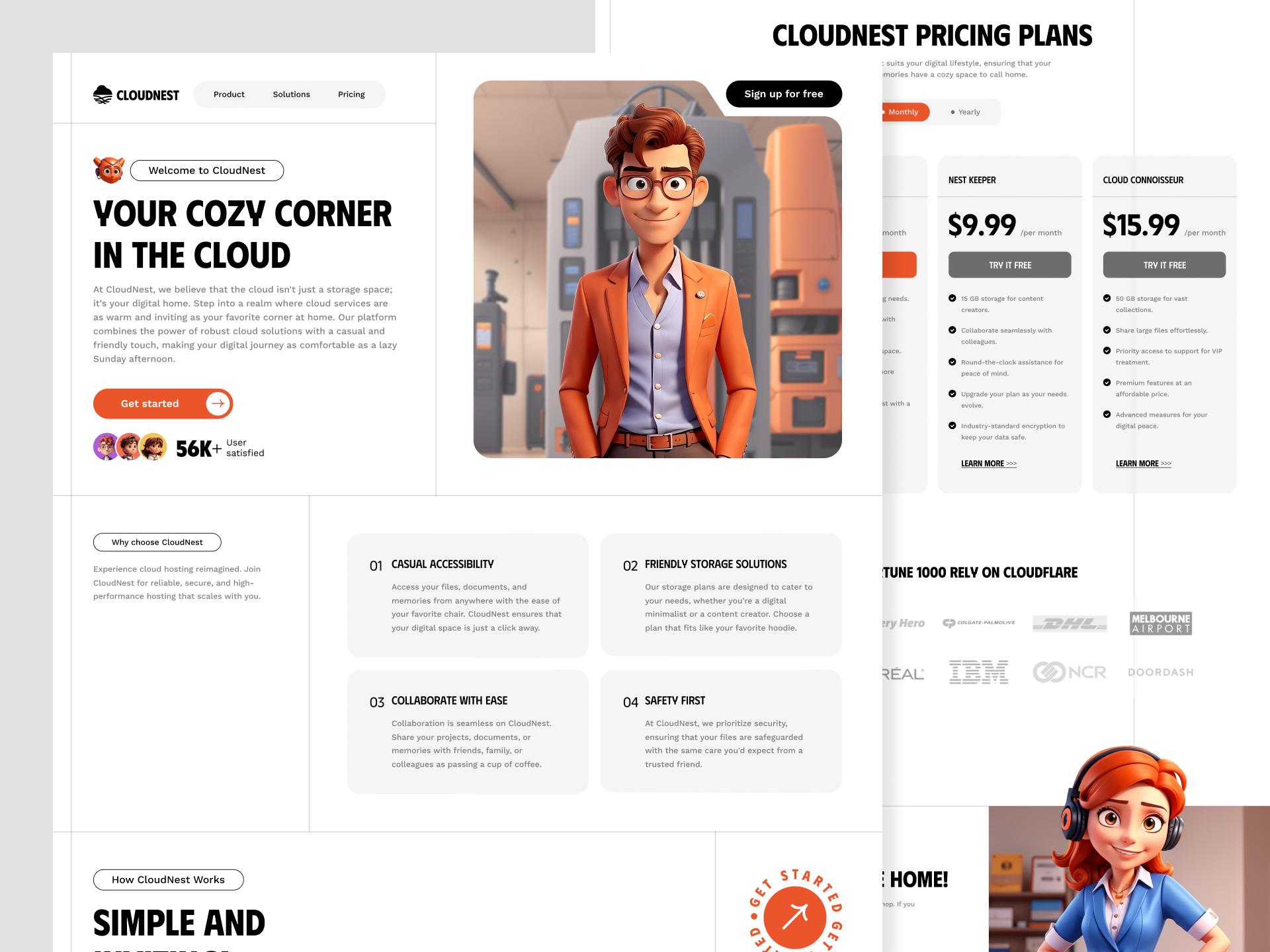 CloudNest | Hosting Website app archive branding cloud data design domain homepage hosting illustration management mobile saas save service solution ui website wordpress