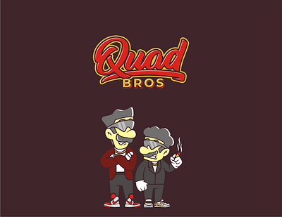 Quad Bros app apparel branding bros brotherhood cannabis design enjoy fun graphic design illustration logo smoke squad vector