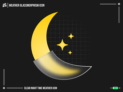 Clear Nighttime Weather Icon in Glassmorphism style glassmorphism graphic design icon vector