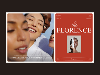 the FLORENCE | E-commerce aethetic beauty branding cosmetic design ecommerce figma landing page modern shop skincare store ui ux webdesign website woman