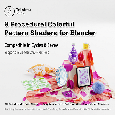 9 Procedural Colorful Pattern Shaders for Blender 3d 3d design 3d rendering blender graphic design instagram interior procedural texture