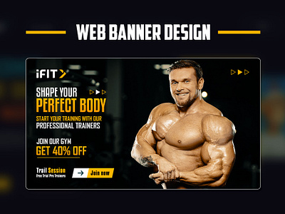 Web banner Design । Landing page design। Fitness banner banner design branding facebook post fitness banner fitness web banner fitness website flyer design graphic design gym web banner gym website design hero banner instagram post landing page shopify banner ui website design